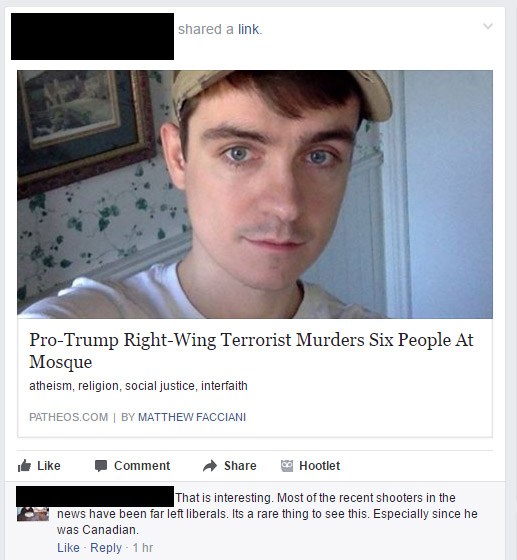 Right Wing Shooter in Canada