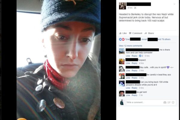 Antifa girl threatens to scalp protesters, gets rocked with a fist to the face