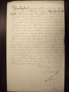 Recognition of the Republic of Hawaii – Italy Original