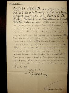 King Oscar’s letter in French